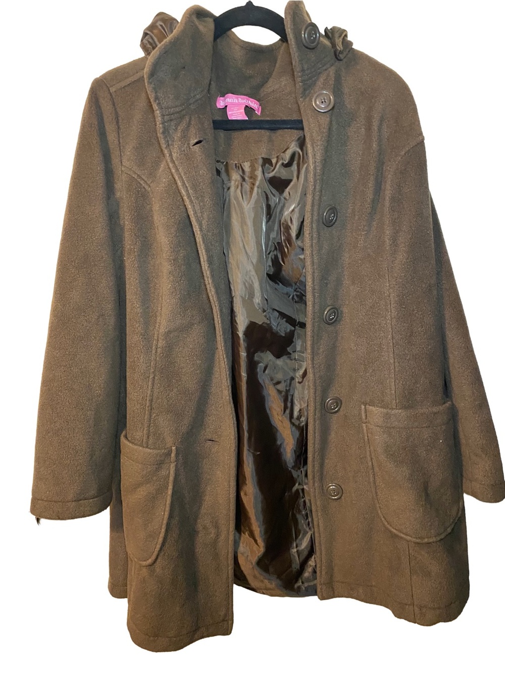 Woman Within Brown Button-Front Pea Coat